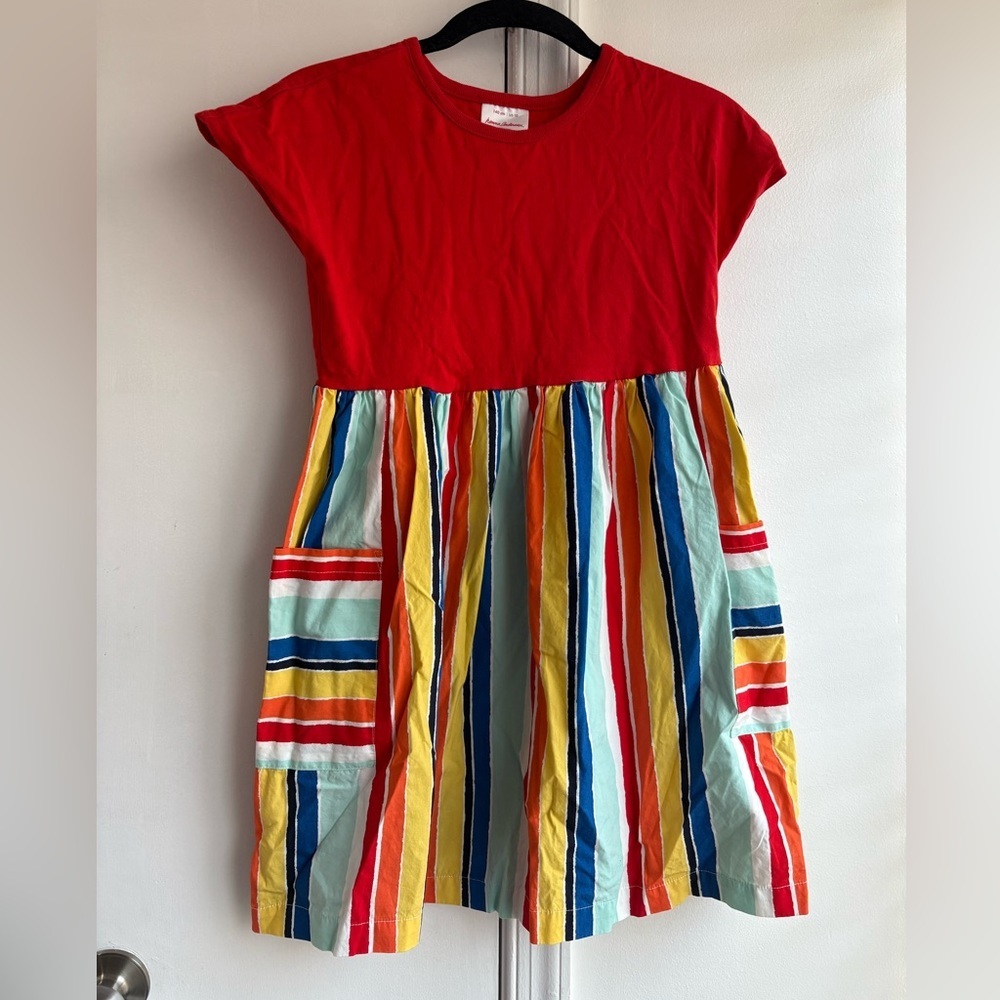 Hanna Andersson Red Top Multi-Stripe Pocket Dress